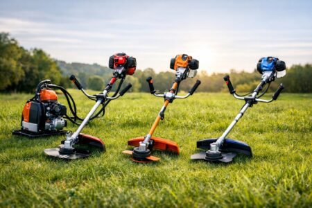 Melhores marcas de roçadeira com diferentes modelos de equipamentos profissionais para jardinagem e corte de grama.