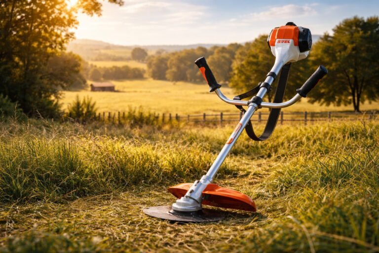 Roçadeira Stihl é boa para cortar grama e vegetação em jardins, sítios e terrenos rurais.